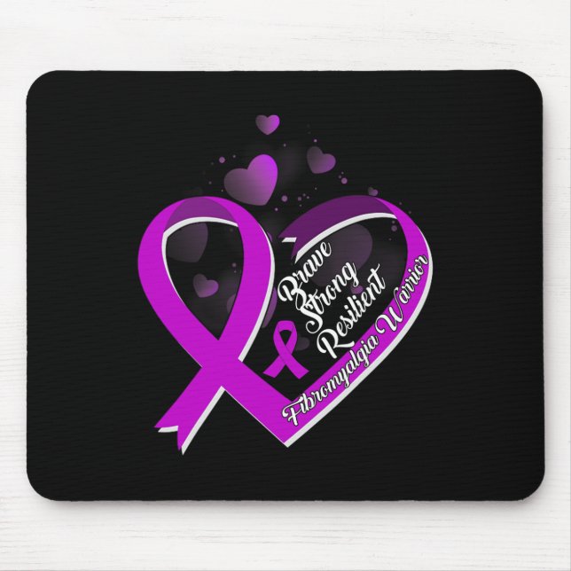 Brave Strong Resilient Fibromyalgia Warrior Awaren Mouse Mat (Front)