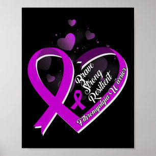 Brave Strong Resilient Fibromyalgia Warrior Awaren Poster