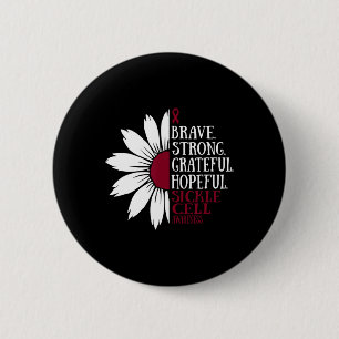 Brave Strong Sickle Cell Awareness Month Burgundy 6 Cm Round Badge