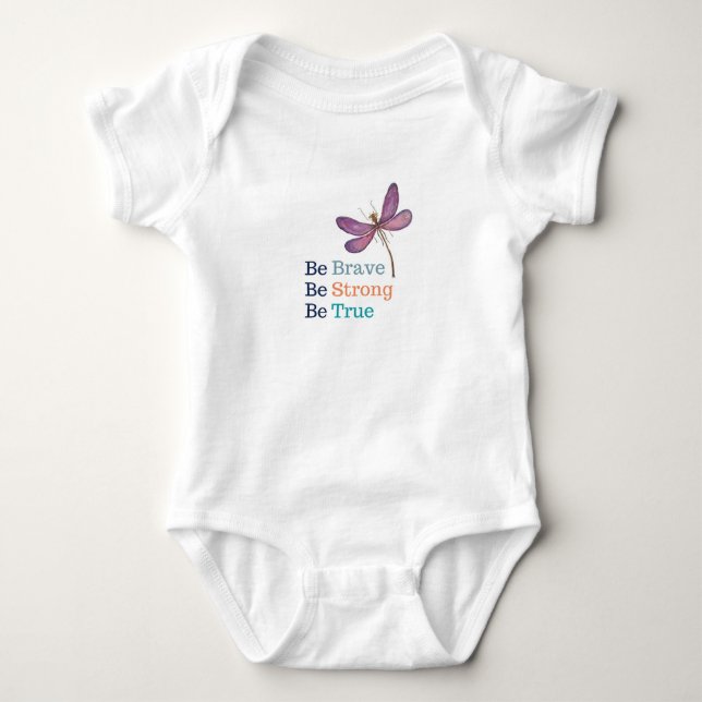 Brave Strong True Dragonfly Baby Bodysuit (Front)