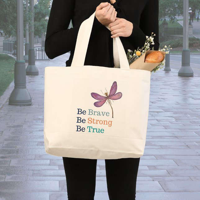 Brave Strong True Dragonfly Large Tote Bag (Creator Uploaded)
