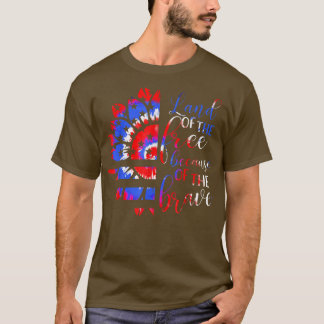 Brave Tie Dye Sunflower American Flag Patriotic 4t T-Shirt