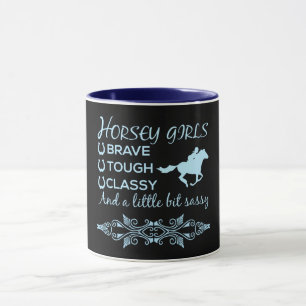 Brave Tough Classy Horse Girl in Light Blue     Mug