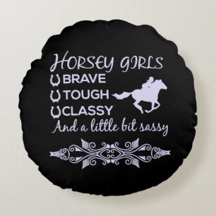 Brave Tough Classy Horse Round Cushion