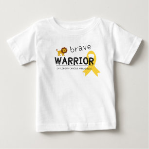 brave warrior lion childhood cancer baby T-Shirt