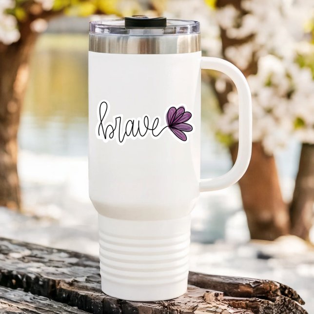 Brave Word Flower Laptop | Die-Cut Sticker (Brave Affirmation Vinyl Sticker)