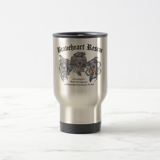 BraveHeart Pit Bull Rescue Logo Travel Mug (Center)