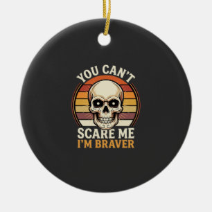 Braver Halloween Skull Retro Horror Design_1 Ceramic Tree Decoration