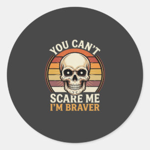 Braver Halloween Skull Retro Horror Design_1 Classic Round Sticker