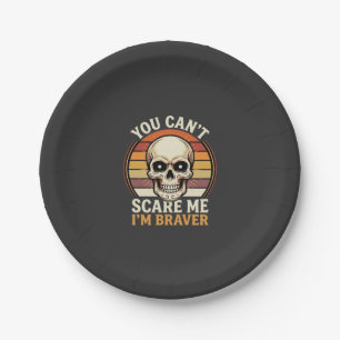 Braver Halloween Skull Retro Horror Design_1 Paper Plate
