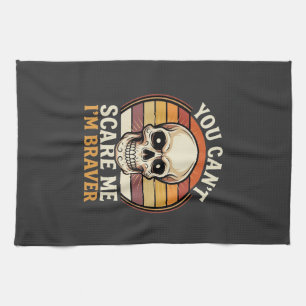 Braver Halloween Skull Retro Horror Design_1 Tea Towel