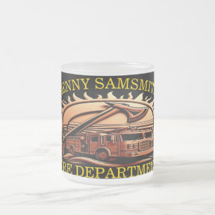 Bravery And Dedication Fire Department  Frosted Glass Coffee Mug