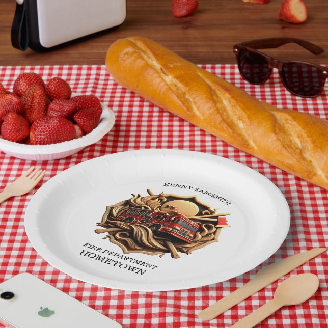Bravery And Dedication Fire Department  Paper Plate (Picnic)