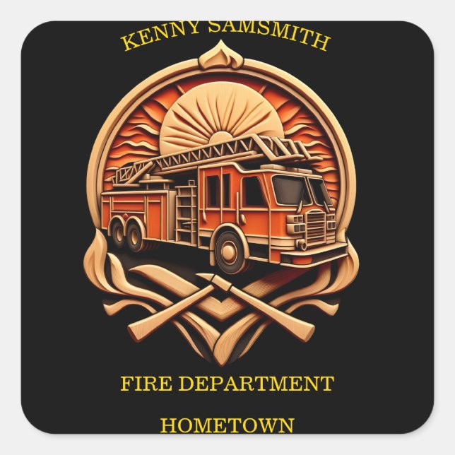 Bravery And Dedication Fire Department Square Sticker (Front)