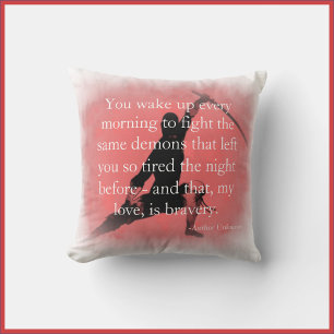 Bravery Ninja Inspirational Quote Throw Pillow