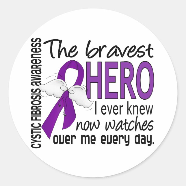 Bravest Hero I Ever Knew Cystic Fibrosis Classic Round Sticker (Front)