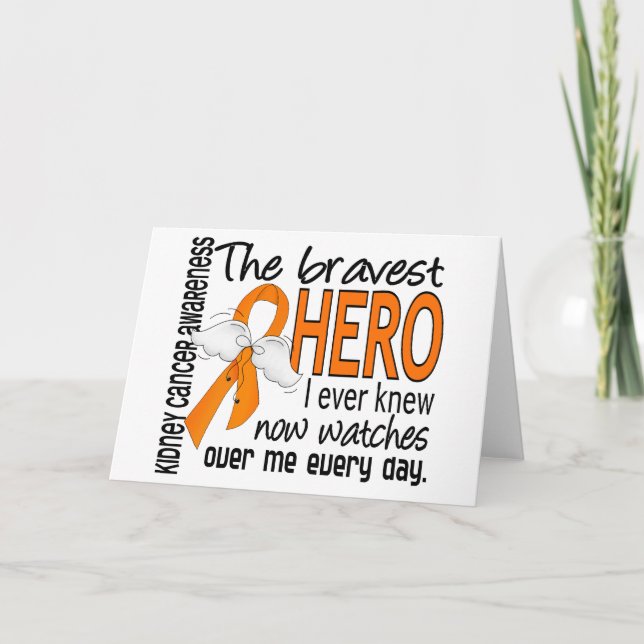 Bravest Hero I Ever Knew Kidney Cancer Card (Front)