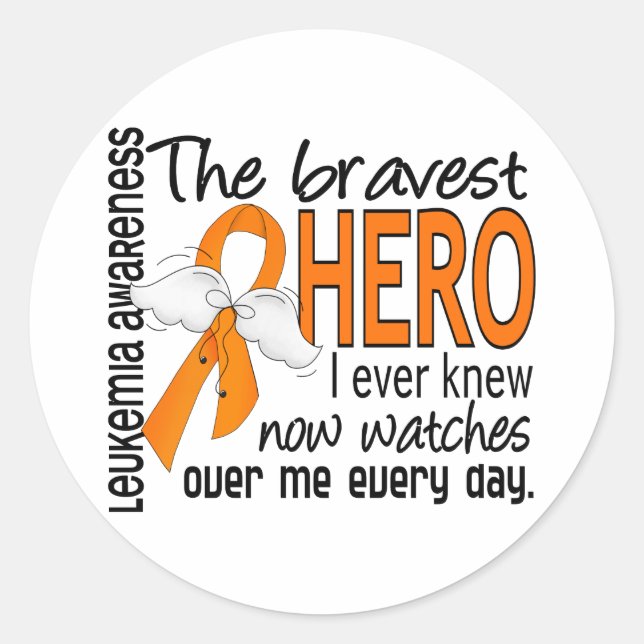 Bravest Hero I Ever Knew Leukaemia Classic Round Sticker (Front)