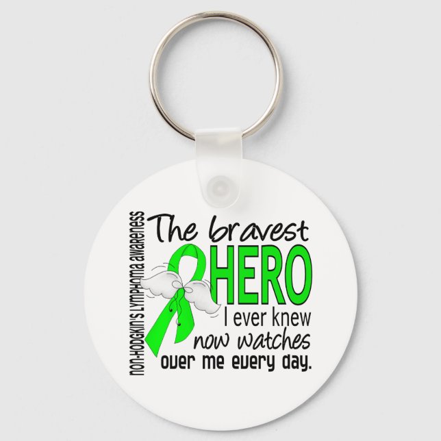 Bravest Hero I Ever Knew Non-Hodgkin's Lymphoma Key Ring (Front)