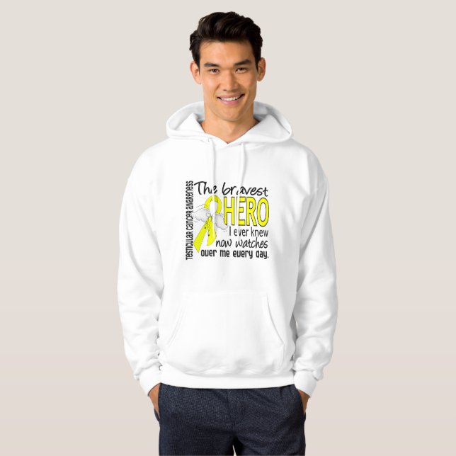 Bravest Hero I Ever Knew Testicular Cancer Hoodie (Front Full)