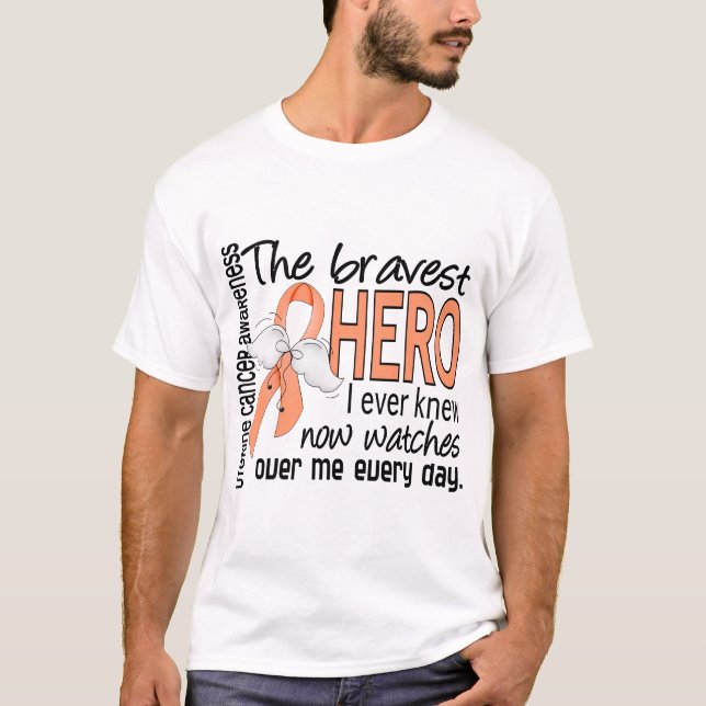 Bravest Hero I Ever Knew Uterine Cancer T-Shirt (Front)
