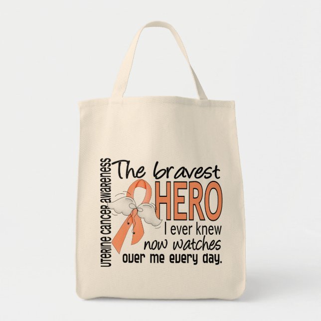 Bravest Hero I Ever Knew Uterine Cancer Tote Bag (Front)