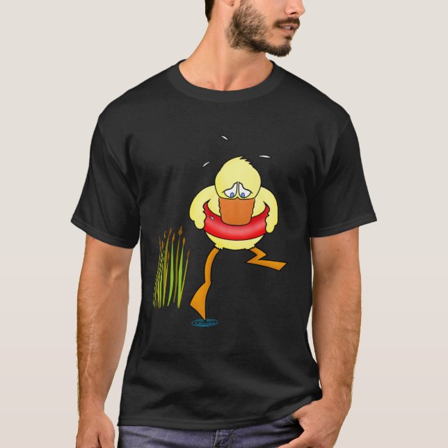 Braving the waters cute and  duck bird swimming le T-Shirt (Front)