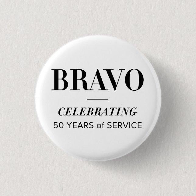 BRAVO 50th white button (Front)