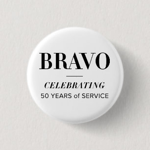 BRAVO 50th white button