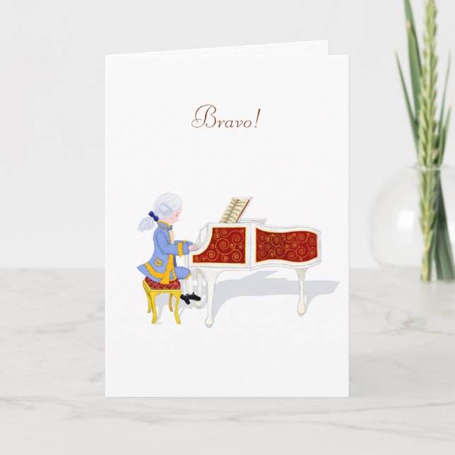 "Bravo!" Cute Mozart Piano Performance Note Card (Front)