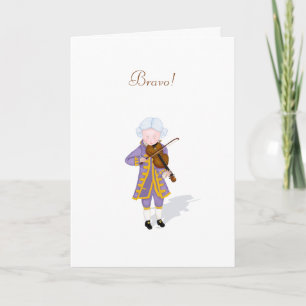 "Bravo!" Cute Mozart Violin Music Performance Note Card