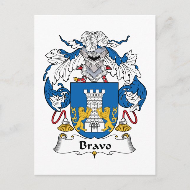 Bravo Family Crest Postcard (Front)