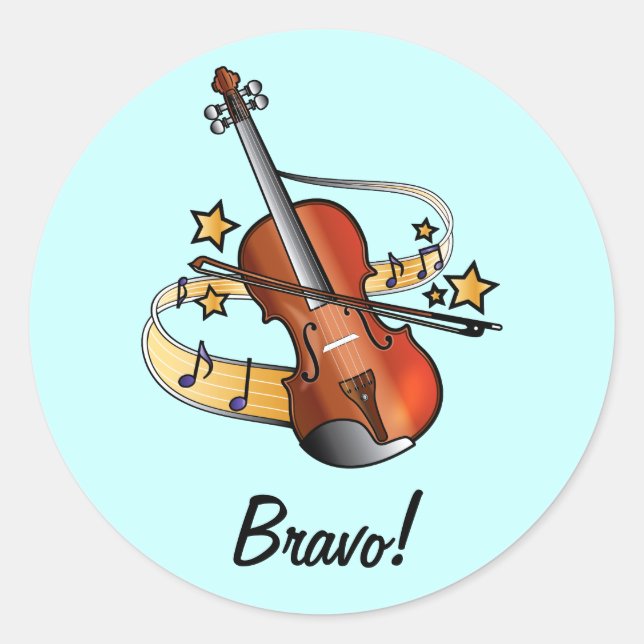 Bravo Sticker for Boy Violin Student (Front)