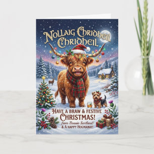 Braw Highland Cow Nollaig Chridheil Card