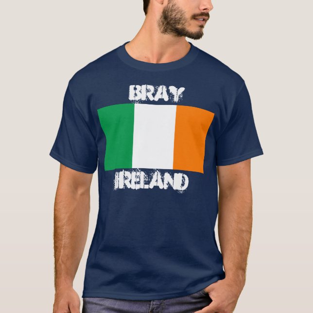 Bray, Ireland with Irish flag T-Shirt (Front)