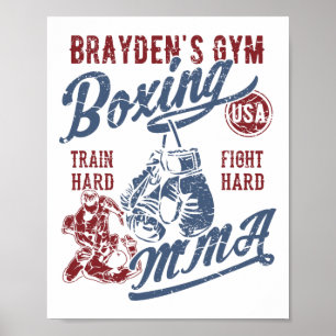 Brayden's Gym Boxing Mma Retro Design For The Name Poster