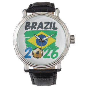 Brazil 2026 Soccer Fan Design with Flag Colors Foo Watch