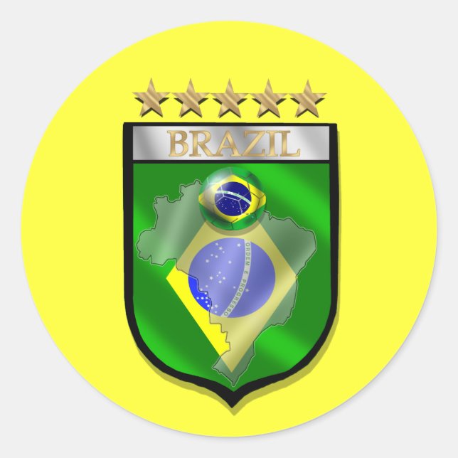 Brazil 5 star badge Soccer football sticker (Front)