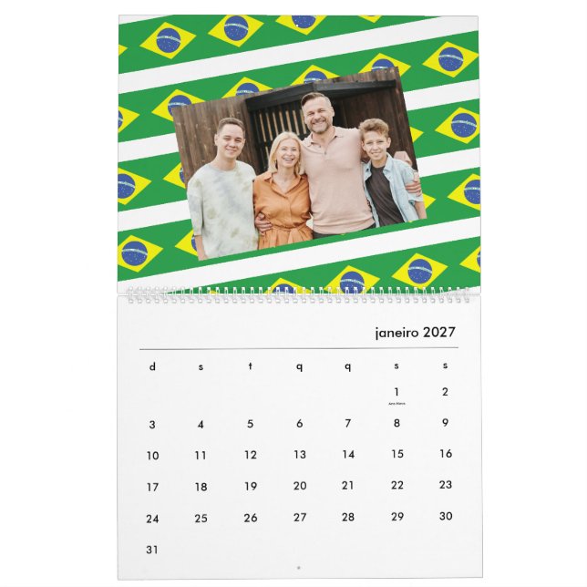  Brazil | Add Your Photo Brazilian Flag 2026 Calendar (Jan 2027)