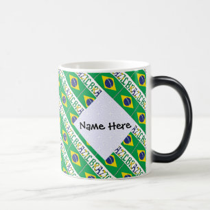 Brazil and Brazilian Flag Tiled Personalised  Magic Mug
