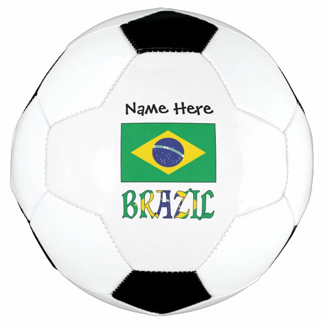 Brazil and Brazilian Flag with Your Name Soccer Ba Football (Front)
