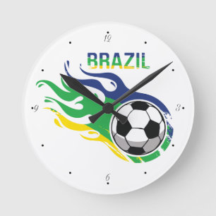 Brazil and Soccer Round Clock