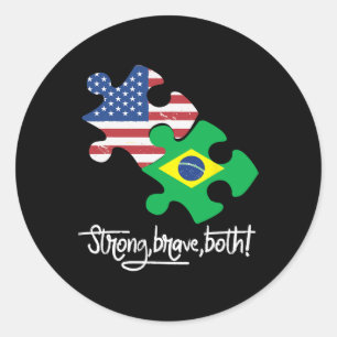 Brazil And Usa 4th July Independence Day Tee Classic Round Sticker