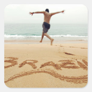 BRAZIL. Barechest man wearing a swimming suit Square Sticker
