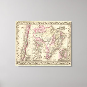 Brazil, Bolivia, Paraguay, Uruguay Canvas Print