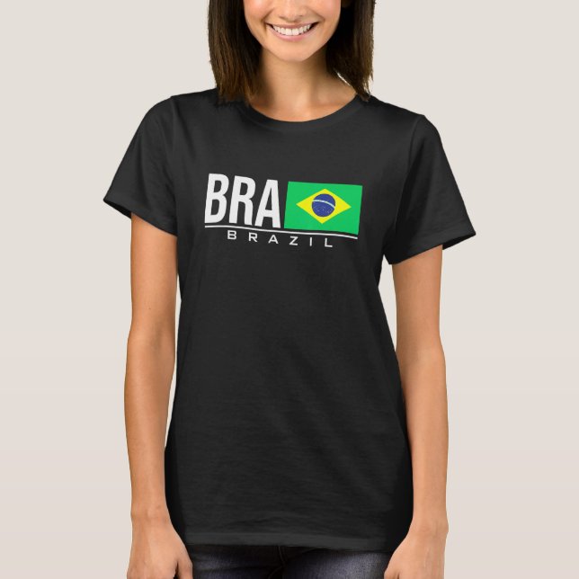 Brazil Brasil Flag Brazilian Country Code Bra Spor T-Shirt (Front)
