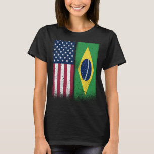 Brazil Brazilian American Flags Proud USA Brazil T-Shirt