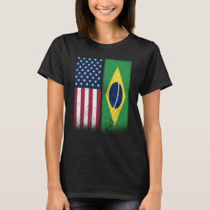 Brazil Brazilian American Flags Proud USA Brazil T-Shirt