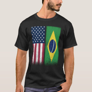 Brazil Brazilian American Flags Proud USA Brazil T-Shirt