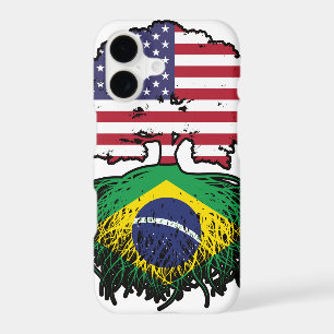 Brazil Brazilian American USA Tree Roots Flag